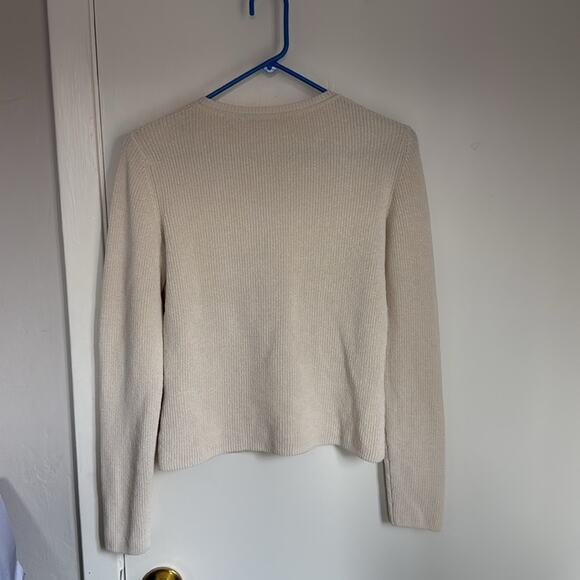 Aya Muse Cream Eris Cardigan Sweater with Long Sleeves and Round Neckline - Picture 7 of 8